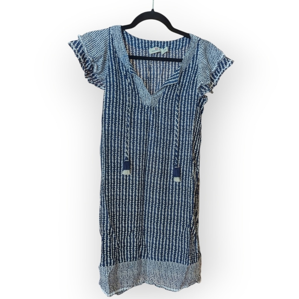 Vineyard Vines Blue White XXS Shift Dress Tassels
